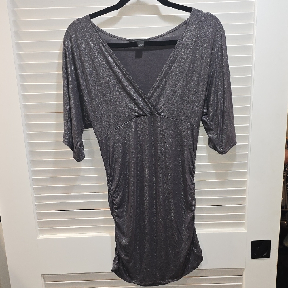 Express Charcoal V-Neck Blouse